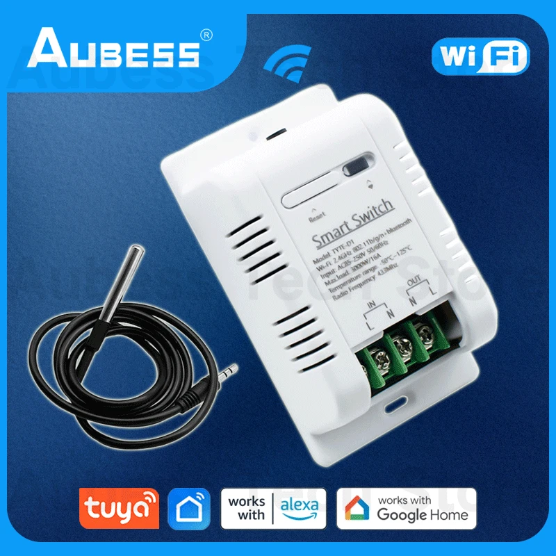 Aubess Tuya Smart Home Wifi/rf Switch With Temperature Sensor Smart