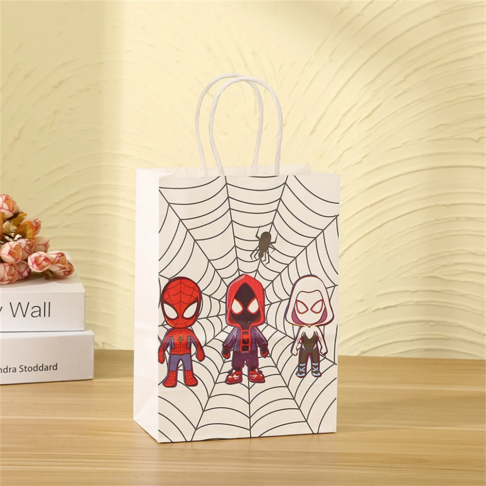 thumbnail image 1 of Bolsas de papel para envolver dulces y regalos de Spidey y sus increíbles amigos, bolsas para baby shower, suministros de decoración para fiestas de cumpleaños de Spiderman, 1 of 5