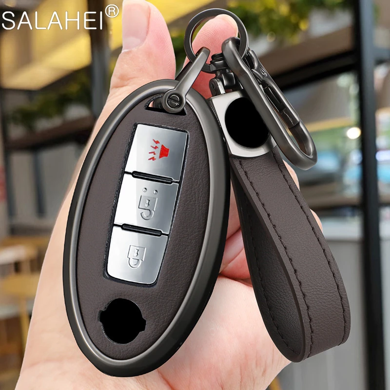 

Zinc Alloy Leather Car Remote Key Case For Nissan Qashqai X-Trail T32 T31 Juke J10 J11 Kicks Tiida Pathfinder Note For Infiniti