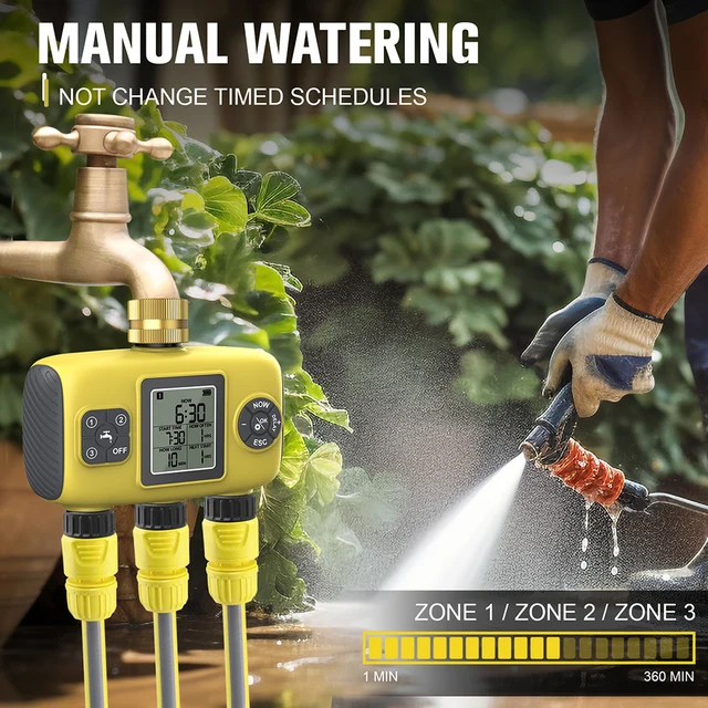 1/3 Outlet Automatic Water Timer Irrigation Controller Smart Watering System Programmable Water Valve for Outdoor Garden Lawn 4