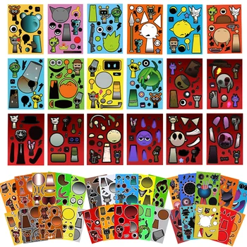 10/22/32PCS Sprunkie Stickers Make-a-face Stickers Make Your Own Sprunkie Sticker for Class Reward, Book Decoration Kid Gift 1