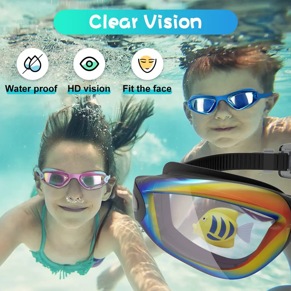 Kids Swimming Goggles Professional Anti-Fog/UV Protection No Leakage for 3-14 Years Girls Boys Swimming Goggles Gift Case swimming goggles swimming goggle box