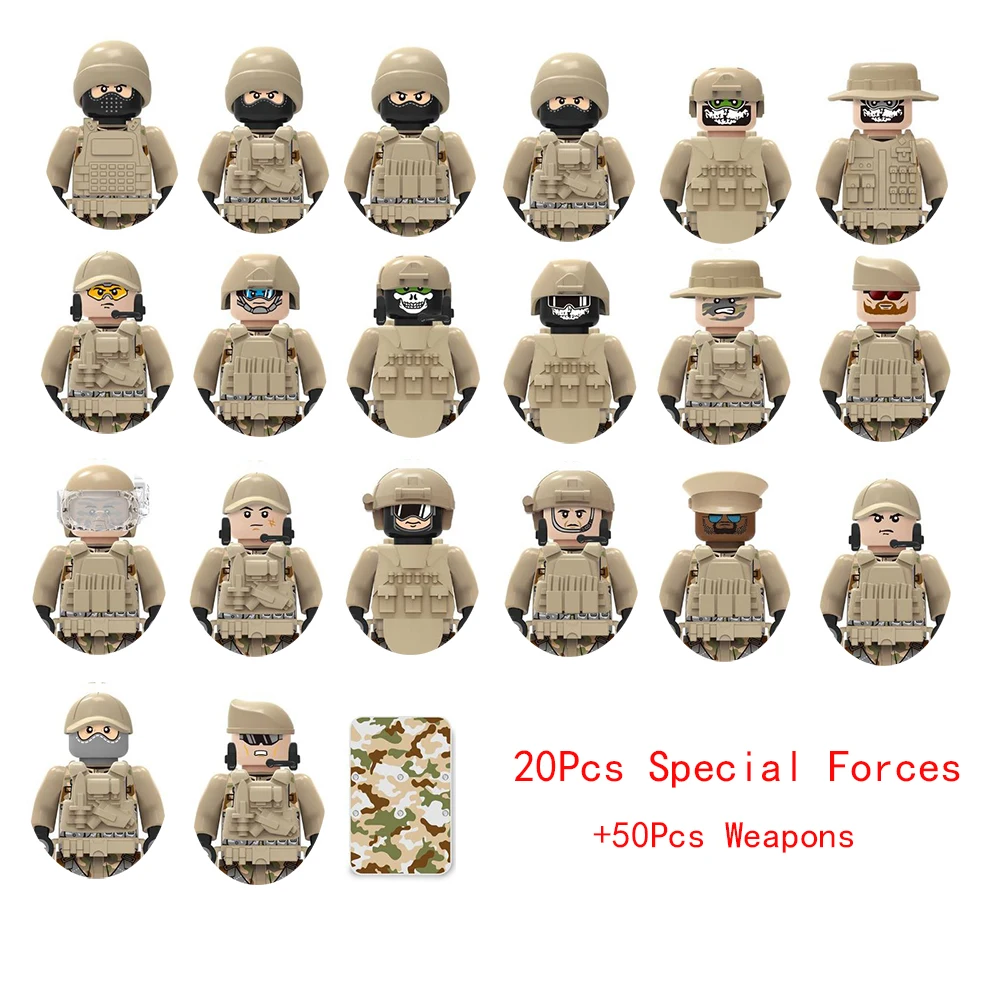 Military-Themed Building Blocks Set with Soldiers and Vehicles