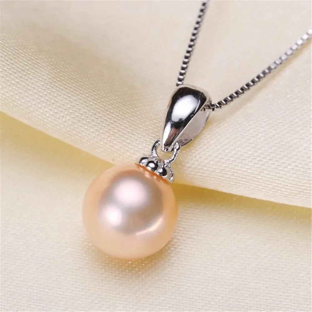 

DIY Accessories S925 Sterling Silver Pearl Pendant Empty Support Large Melon Seeds Buckle Necklace Pendant fit 8-12mm Beads D015