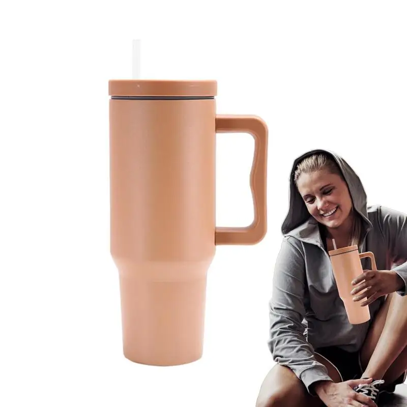 

40oz Stainless Steel Insulation Coffee Cup With Handle Thermoss Bottle With Straw In-Car Vacuum Flasks Bottle Mug