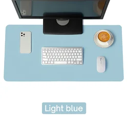 Oversized Waterproof PU Leather Desk Mat and Gaming Mousepad - 120x60 cm (Light Blue)