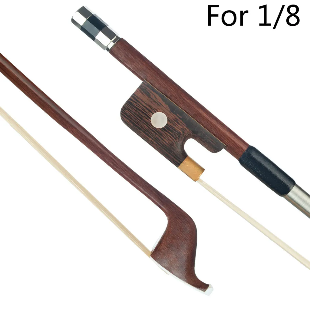 

Double Bass Bow French Style Brazilwood Parisian Eyes Round Stick White Horse Hair For 1/8 Size Concert Bass Player