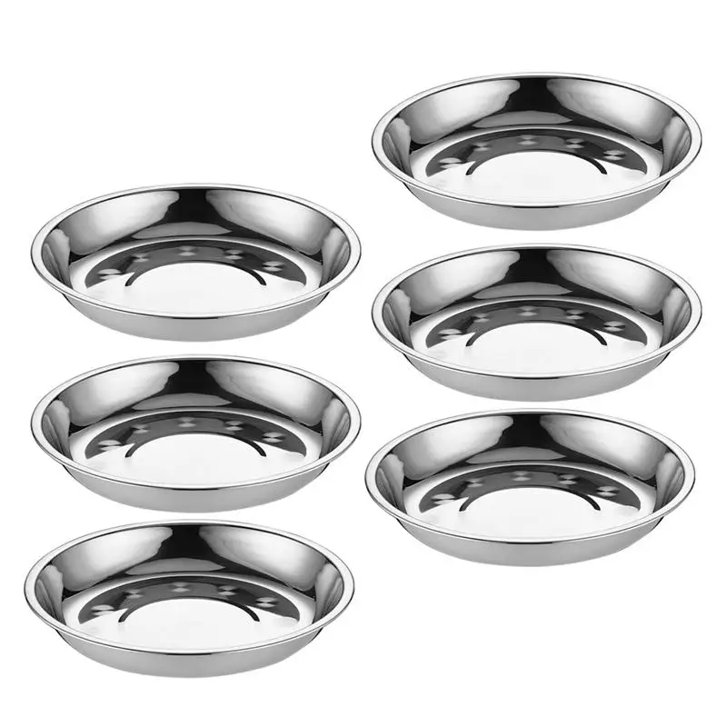 Snack Bowl 6Pcs Stainless Steel Food Round Pasta Bowl Fruit Trays Salad Dessert Dishes