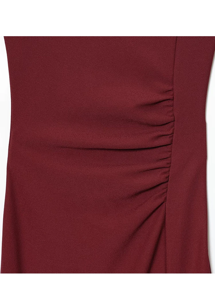 2025 New Women Sleeveless Dress Fashion Elegant Party Evening Dresses O neck Ruched Slim Long Women's Dresses ﻿