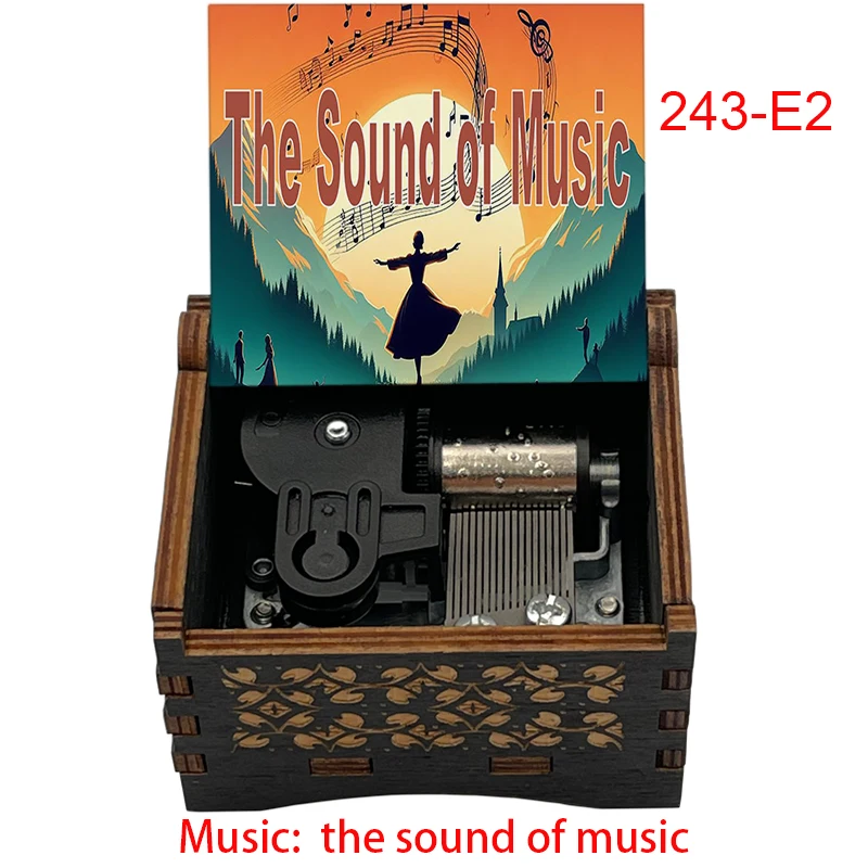 Charming Wooden Music Box with Famous Movie Melody