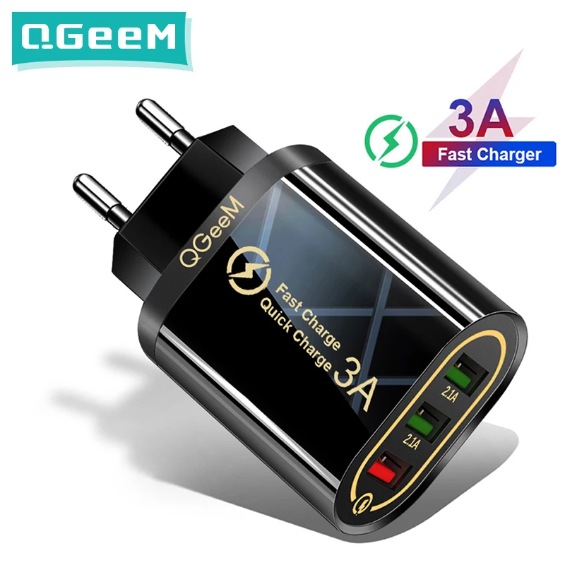 12 v usb QGEEM Quick Charge 3.0 3 USB Charger for iPhone Fast Charger for Xiaomi QC 3.0 Portable Phone Charger Charging Adapter usb c 30w Chargers