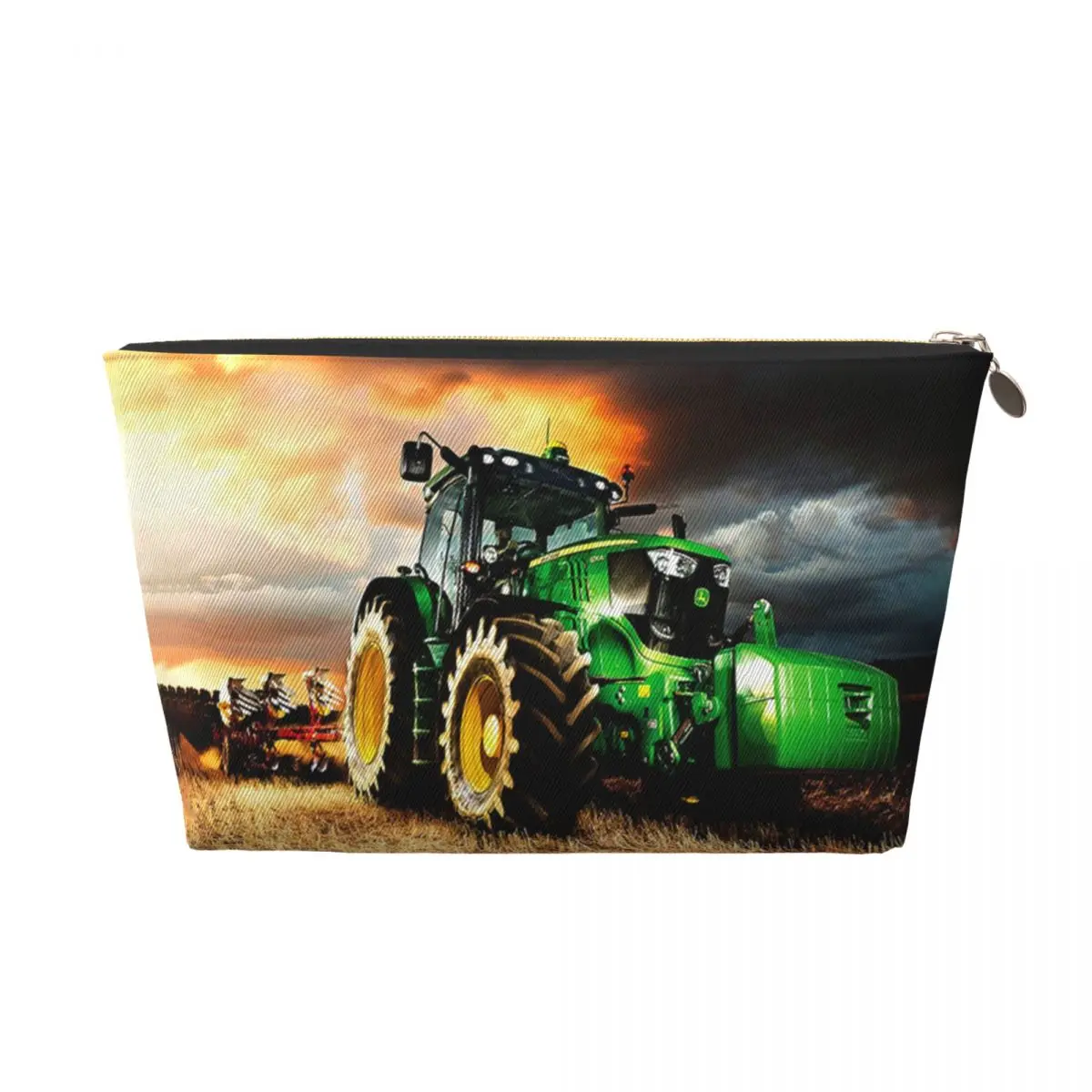 

Custom Tractor Toiletry Bag Women Cosmetic Makeup Organizer Lady Beauty Storage Dopp Kit Box
