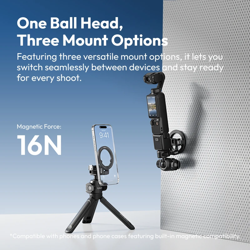 Ulanzi EA05 3-in-1 Versatile Ball Head for Action 6/Nano Camera Smartphone High-Angle Shooting Phone Monitoring Livestreaming - Ảnh 2