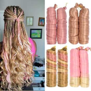 French Curly Braiding Hair Pre Stretched Bouncy Braiding Hair Easy Braid Curl Braids, Lightweight Synthetic Wavy Hair Extensions 1