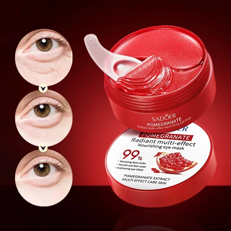 60/120pcs SADOER Red Pomegranate Collagen Eye Mask Anti Dark Circles Moisturizing Anti Wrinkles Anti-aging Eye Patches Skin Care