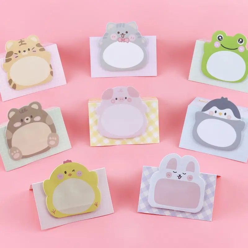 Adhesive Kawaii Cartoon Animals Sticky Notes Notepad Memo Pad Stationery Sticker 8 pcs/set 1-3-5 set