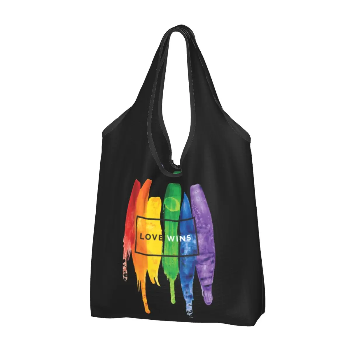 

LGBT Rainbow Shopping Bag for Groceries Foldable Gay Pride Lesbian Parade Bisexual Gaypride Grocery Bags Washable Tote Bags