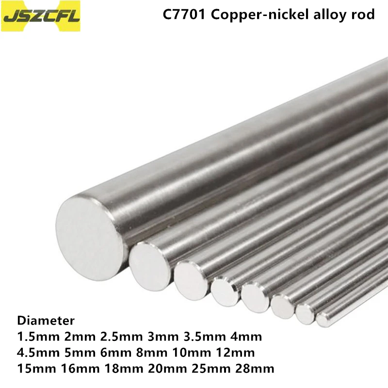 5Pcs C7701 Koper-Nikkel Legering Staaf Dia 1.5Mm-28Mm B18 Nikkel Zilveren Staaf Cupronickel Bar corrosiebestendigheid Diy Materiaal 500Mm