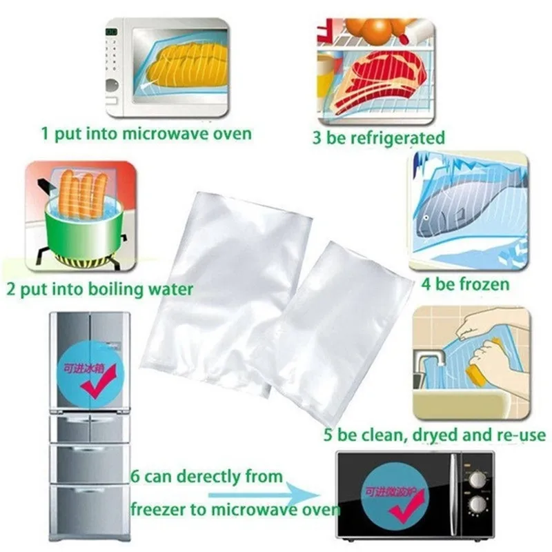 Kitchen Vacuum Packed Bags Sealer Food Saver Bag Reusable Rolls Fresh-keeping Food Meat Saver Storage Bag Kitchen Organizer vacuum seal bags
