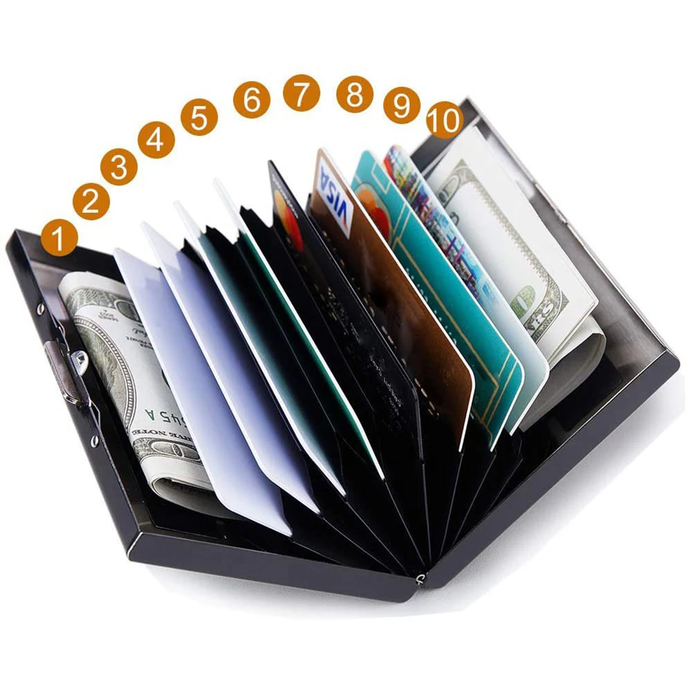 Pinocchio Visitenkartenetui, RFID-Kreditkartenetui, Edelstahl, Ausweis, 10-Karten-Etui, schlankes Metall-Geldbörse – Detail 14