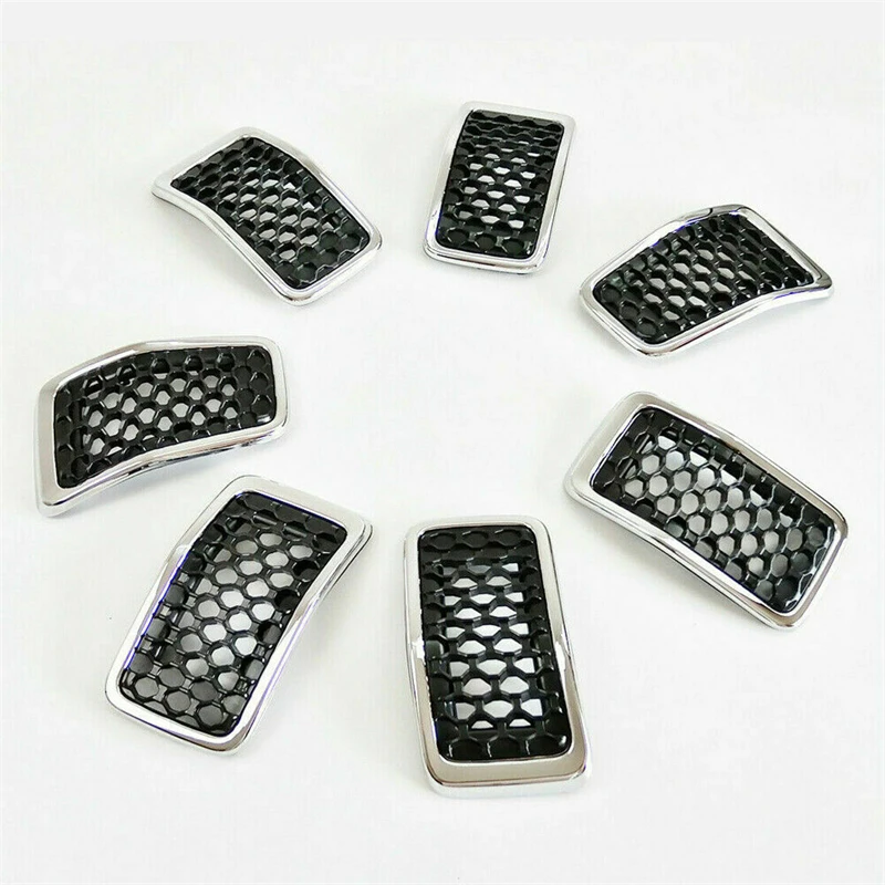 7Pcs Chrome Mesh Honeycomb Front Grille Inserts Frame For Jeep Cherokee 2019 2020 2021 2022
