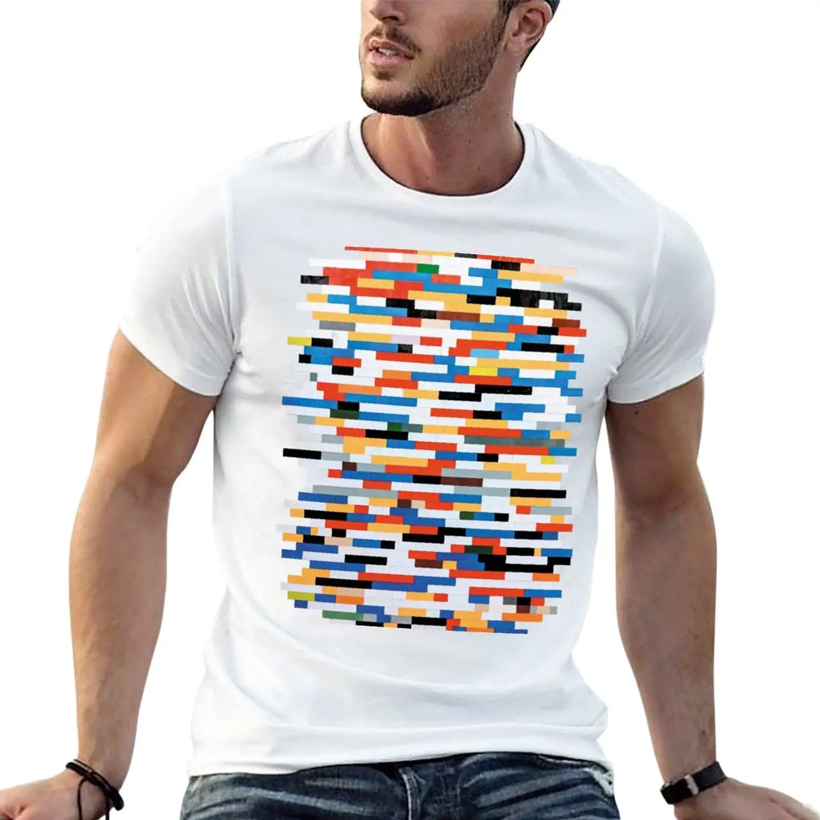 

New Cubic Geometric Blocks Colors Variegated Compilation Pattern T-Shirt funny t shirt plus size tops mens t shirts