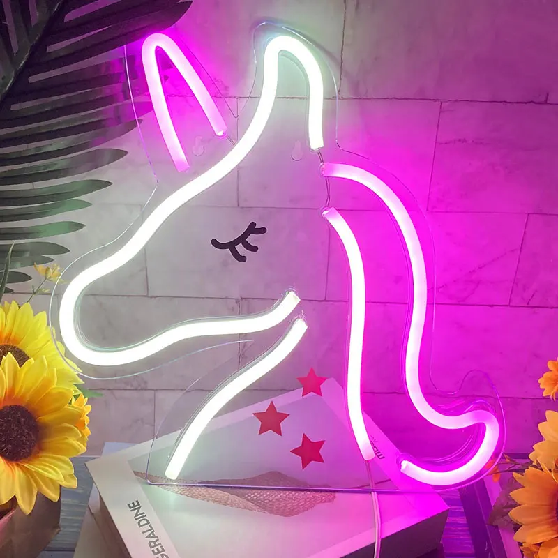 

Unicorn LED Neon Sign for Kid Room Bedroom Party Holiday Decor Neon Lamp for Cool Neon Light Bar Party Christams Wedding Supply