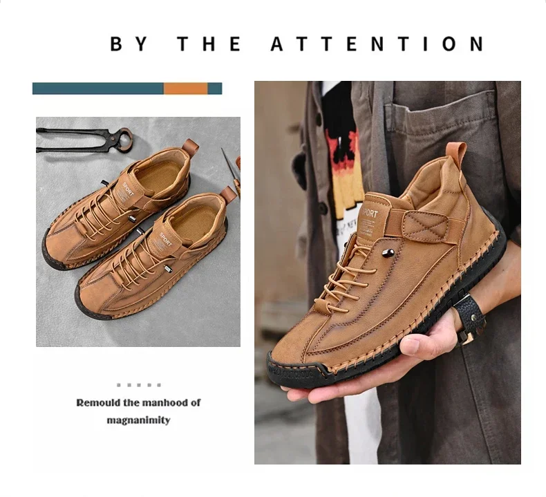S3b2de57819a74139864c6863446292778 Handmade Breathable Leather Men Shoes Comfortable Casual Sneakers Plus Size
