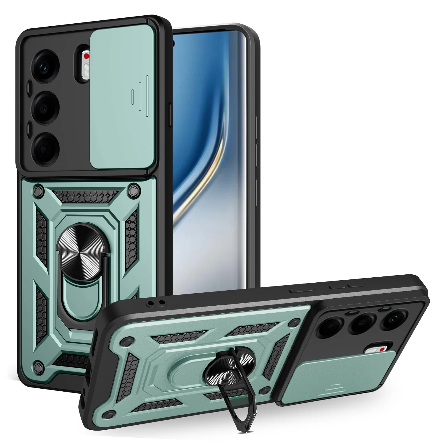 Slide Camera Protection Ring Stand Shockproof Back Cover with