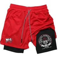 2024Anime Baki 2-in-1 Gym Performance Short Mens Athletic Compression Shorts Quick Dry Stretch Workout Fitness Running Sportwear 1