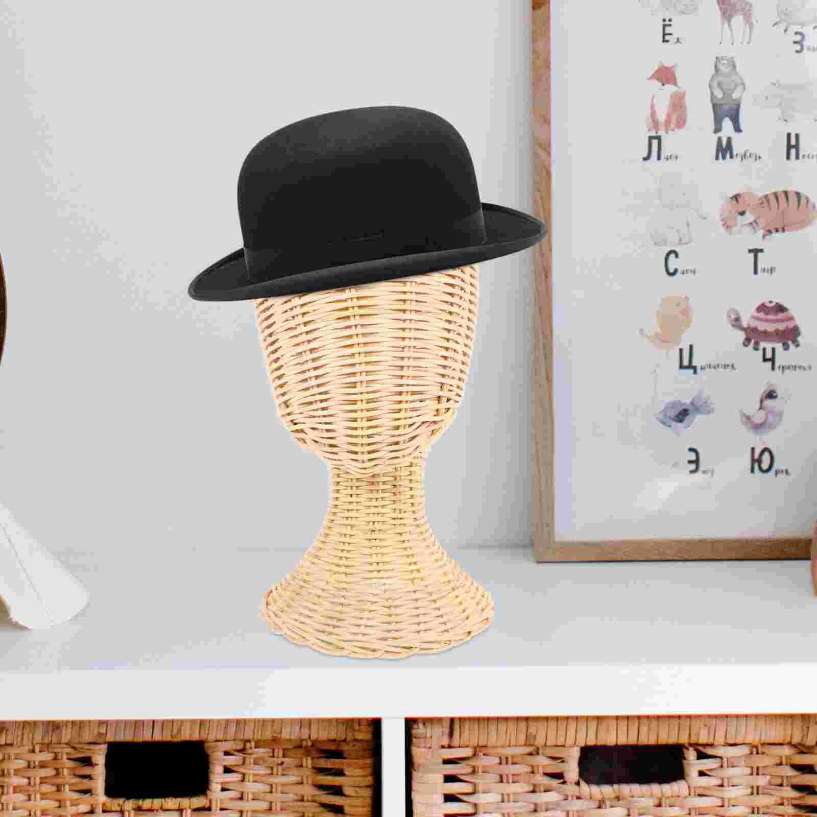 Rattan Hat Display Stand Photography Heads for Hats Cap Holder Carrier Travel Baby 4