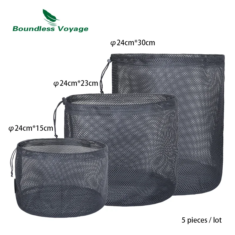 Black Nylon Mesh Bag Travel Stuff Sack Drawstring Gym Bag Net Bag Storage Ditty Bag for Cosmetics Shower Gels Ball Pot Tennis