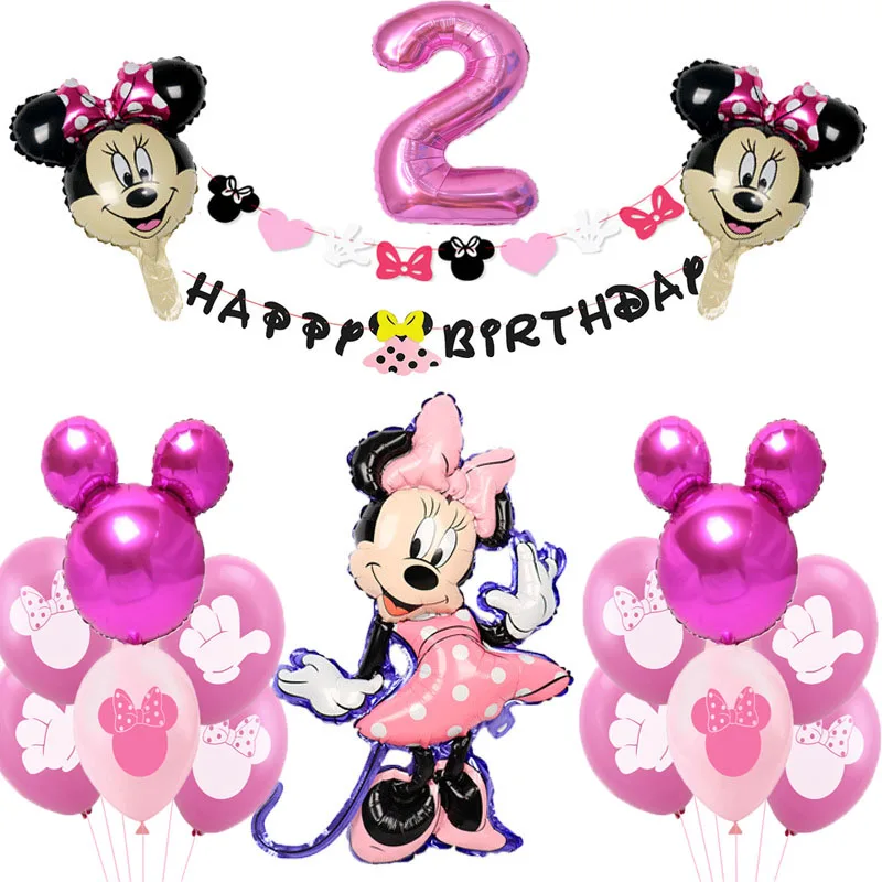 red white balloon decoration Minnie Mouse Disposable Tableware decor Kids Birthday Party Supplies Paper Plate Cup Napkin Flag Girl Pink Wedding Cake Decor birthday decoration spray Events & Parties