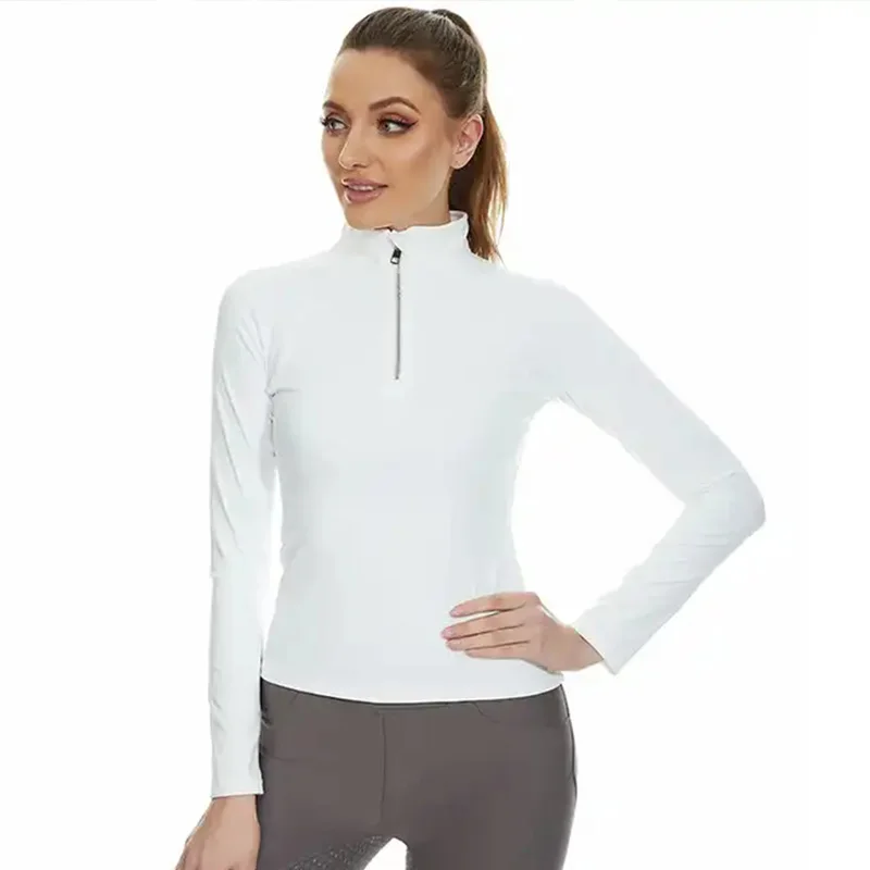 HorseRidingTopforWomenLongSleeveTShirtsFemaleZipper