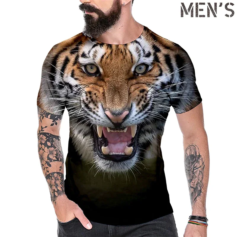 

Anime T Shirt Tiger Head T-shirt Animal 3d Printed Tshirt Summer Short Sleeve Breathable Quick Drying T-shirt Casual O Neck Ove