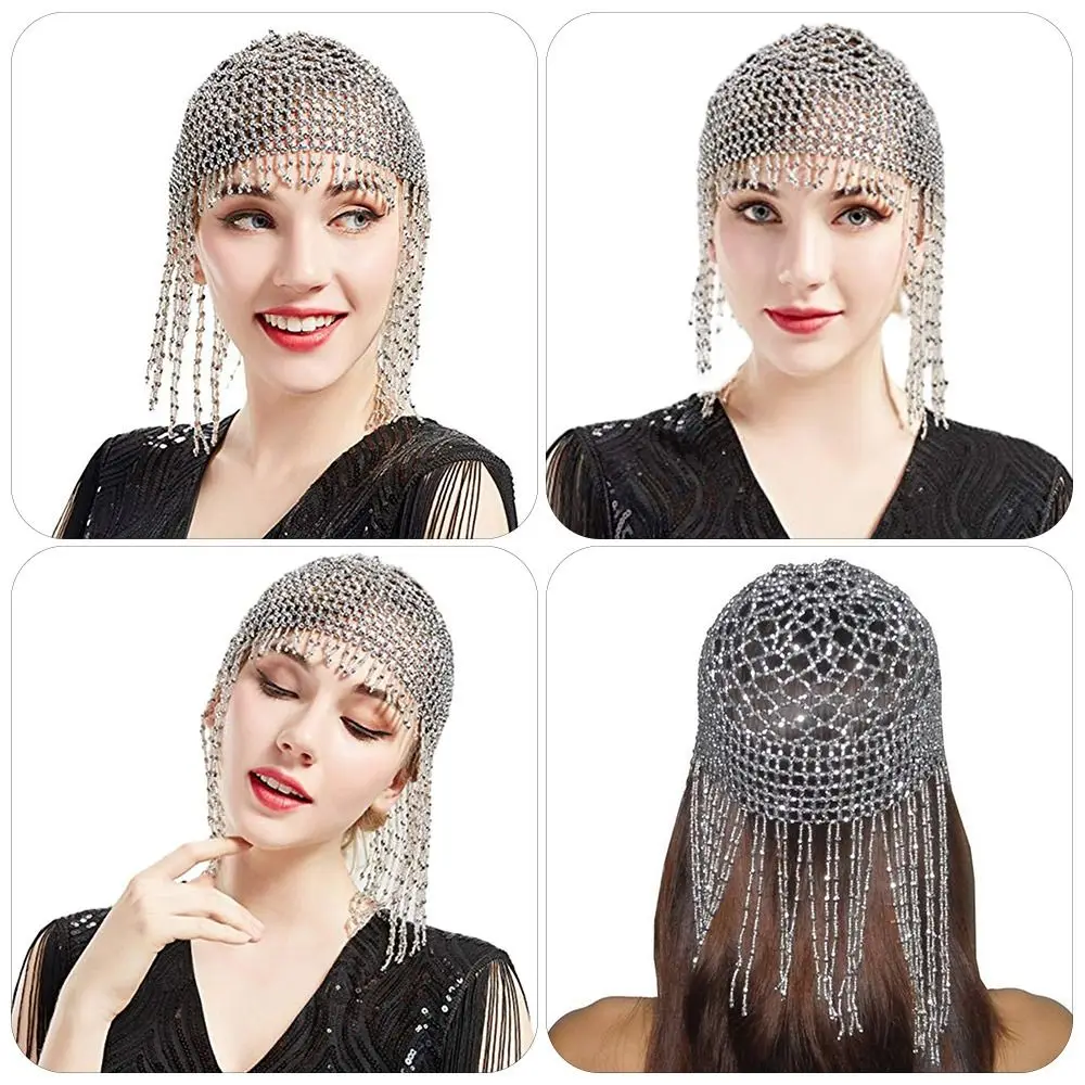 

Exotic Belly Dance Hat Shiny Nightclub Stage Headwrap Tassel Headpiece Party