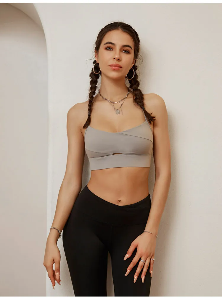 Women Sports Bra Breathable Quick Dry Padded Shockproof Gym Fitness Running Wear Push Up Workout Crop Top