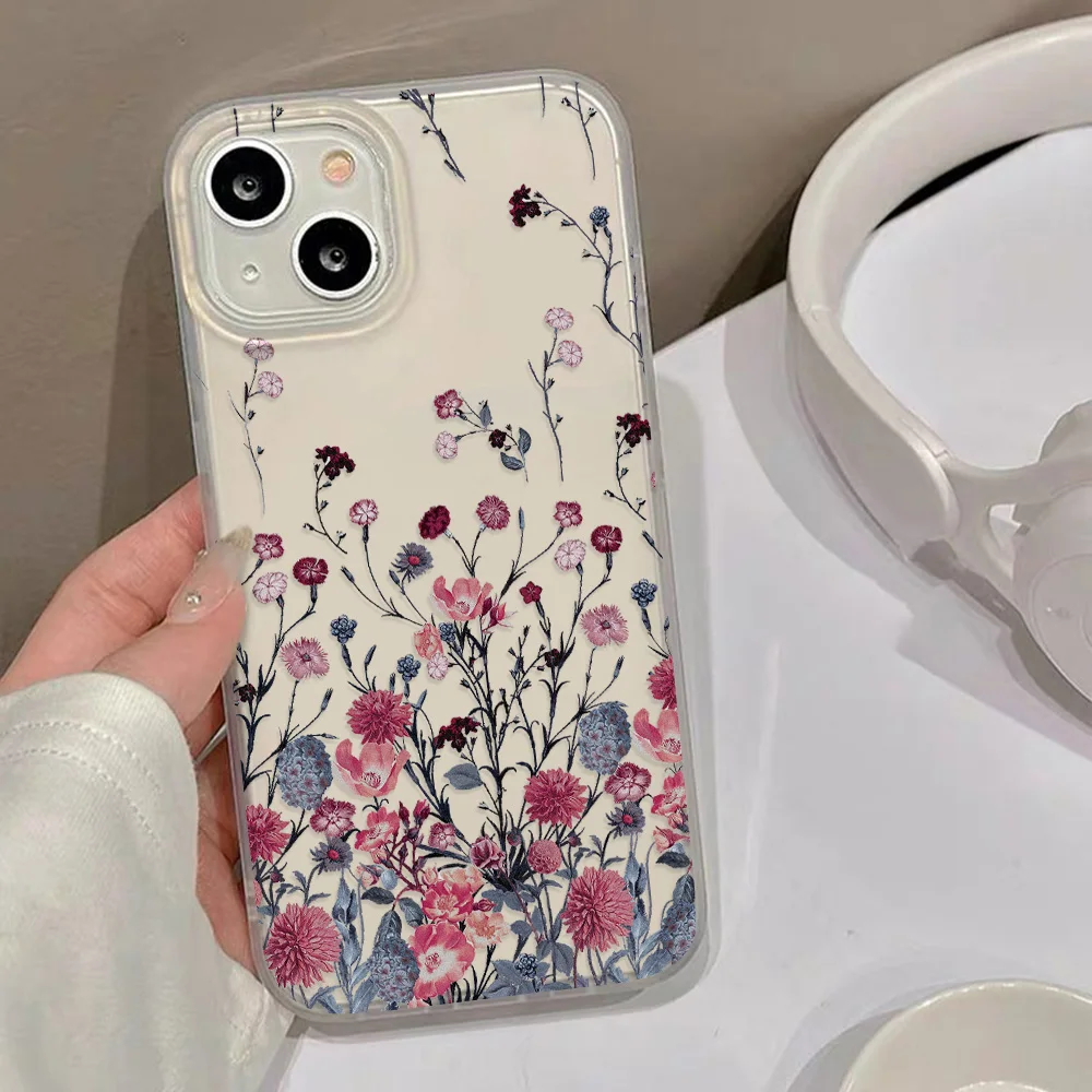 รูปสินค้า เคสซิลิโคนกันกระแทก iPhone 16 Pro Max ลายดอกไม้