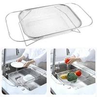 2025 Hot Expandable Cutlery Drying Rack Kitchen Sink Drain Basket Stainless Steel Drain Basket Kitchen Storage Trays 2