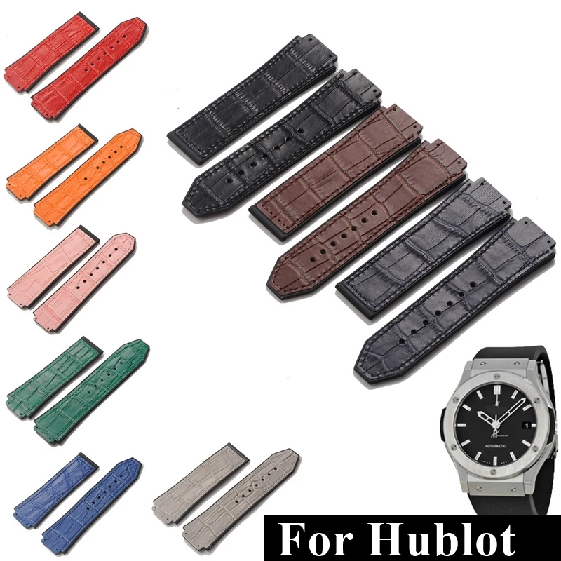 

For Hublot 25mm*19mm Leather Watch Strap Buckle 22mm For HUBLOT Big Bang Series Silicone Watch Wrist Bracelet Watch accessories