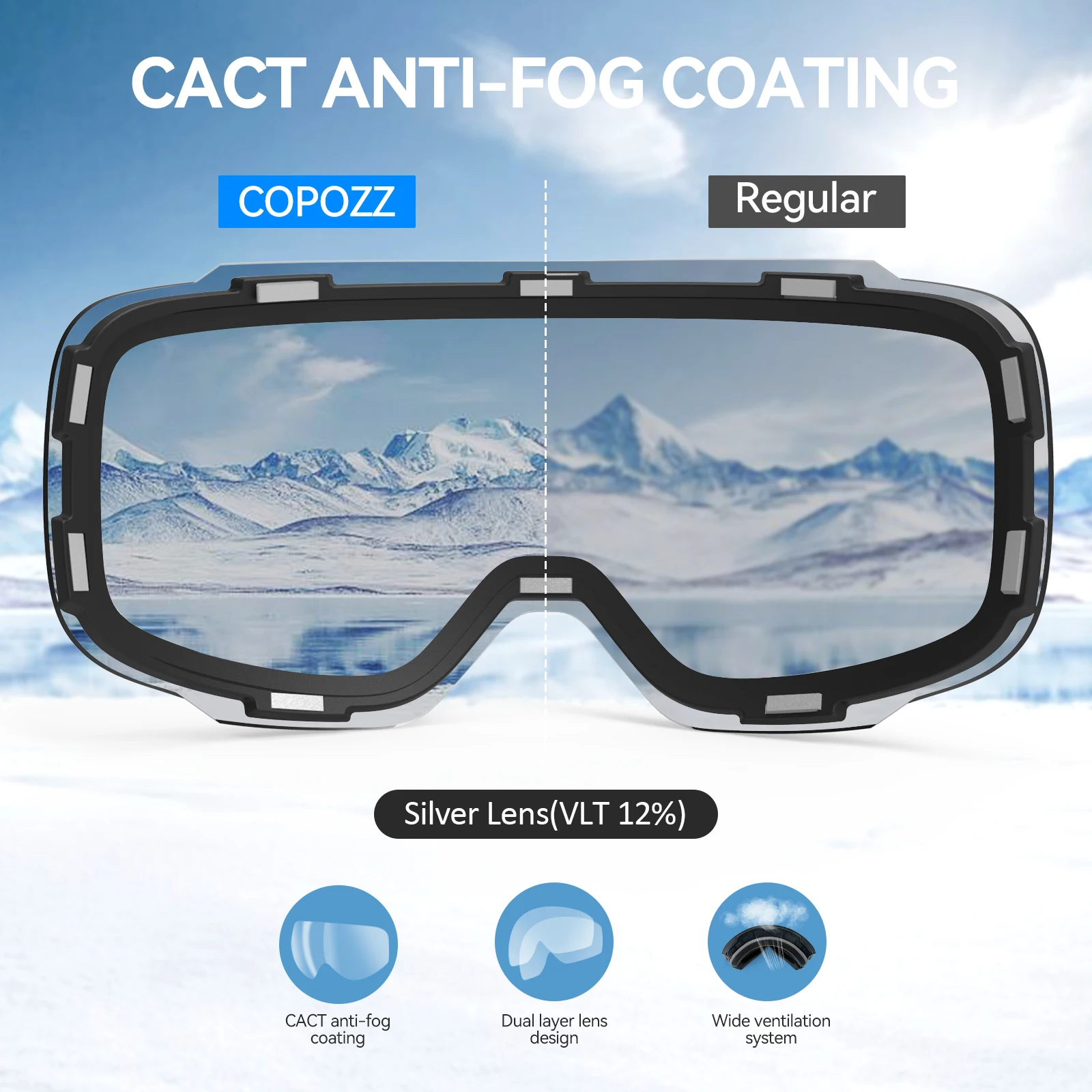COPOZZ Magnetic Ski Goggles Men Women UV400 Protection Anti-Fog Ski Mask Outdoor Sport Snowboard Skiing Eyewear Adult 4