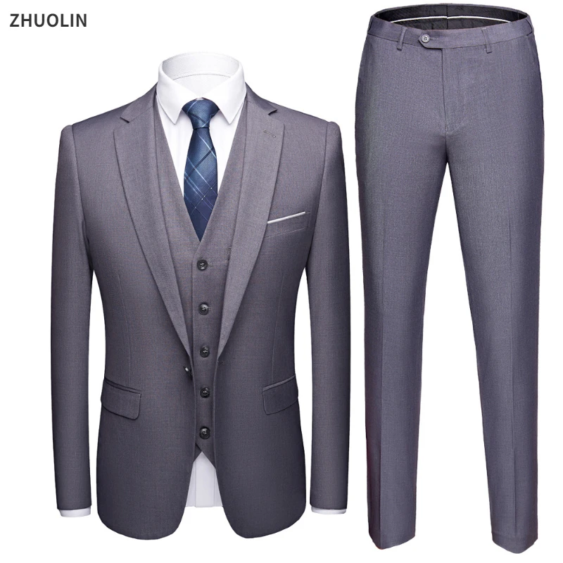 Men Blazers Set Wedding 3 Pieces Elegant 2 Suit Luxury Full Coat Pants ...