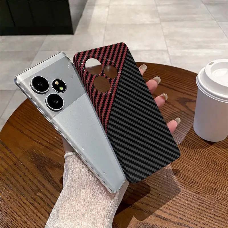 Premium Fiber Stripe Leather Back Cover with Shockproof Bumper