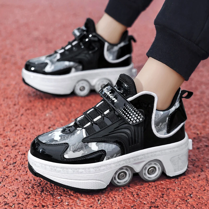 Children Roller Skate Shoes For Girl Boy Kids Casual Sneakers With Wheels Women Man Sports Lights Up Led Shoes USB Charging 6