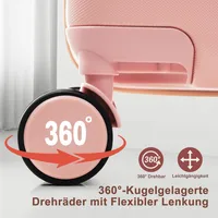 Ensemble de valises, tailles M-L-XL, valises rigides en ABS, ensembles de valises durables, valises avec roulettes pivotantes et serrure, avec sac de toilette, rose 5