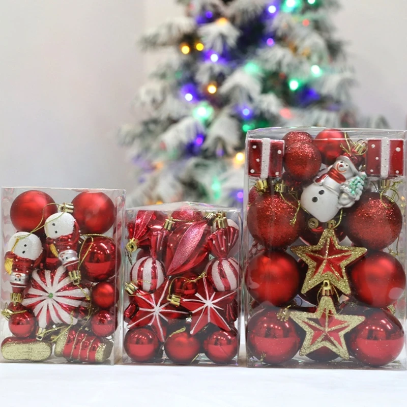 

20/29 шт., красные шары, подвески со звездами, украшения для рождественской елки, украшения для праздника, декор 2024, подарок