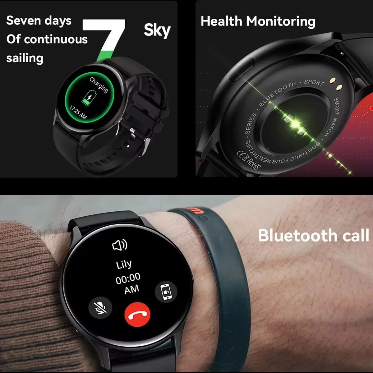 2024  Ʈ ġ, 1.43 ġ AMOLED Ǯ ũ ġ HD  ȭ, IP68  Ʈ ġ, ȵ̵ IOS, ο м