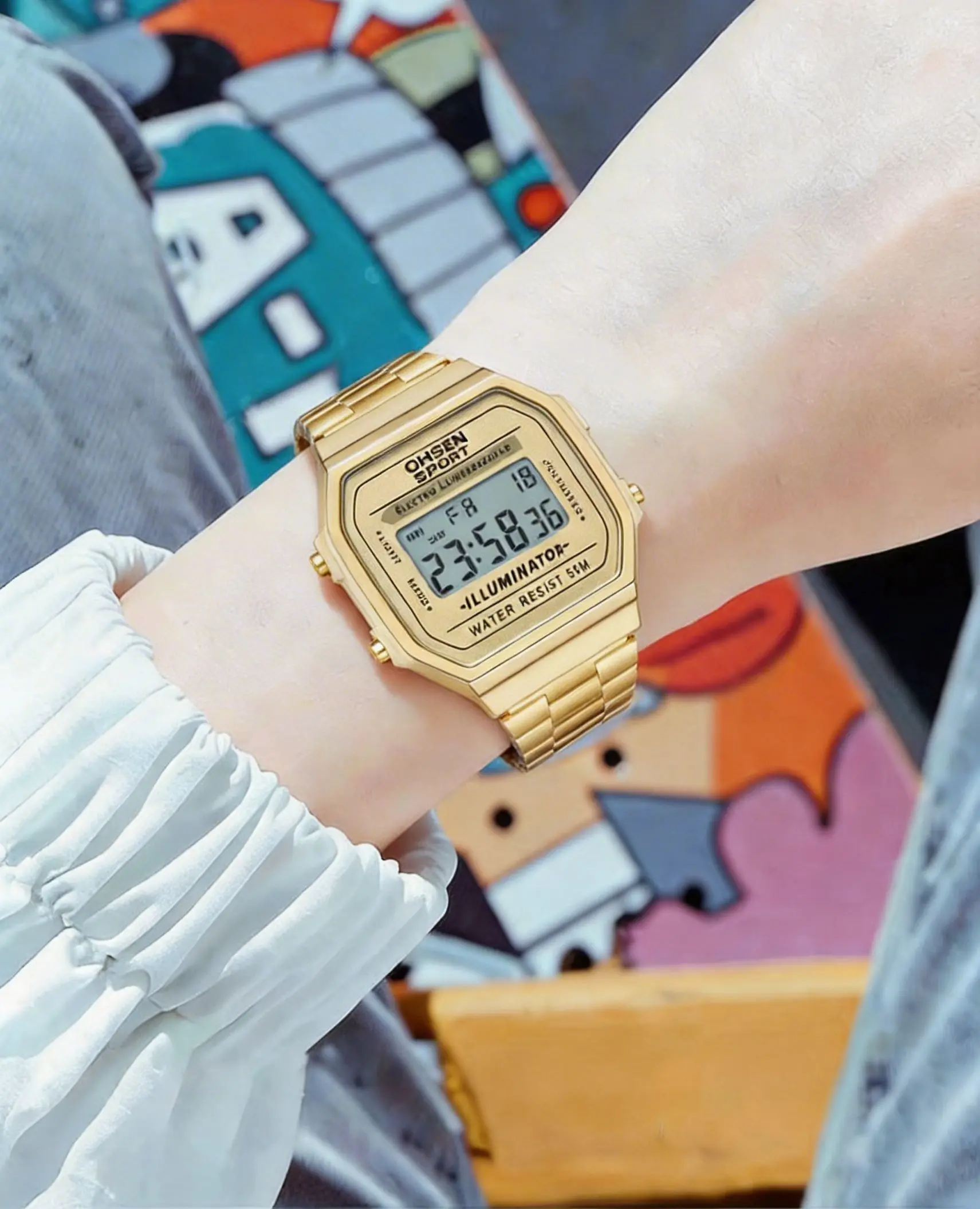Digital Watches for Women Luxury Gold Ladies Sport Watch Reloj Mujer Stainless Steel Electronic Watch Alarm Clocks Gifts - 5