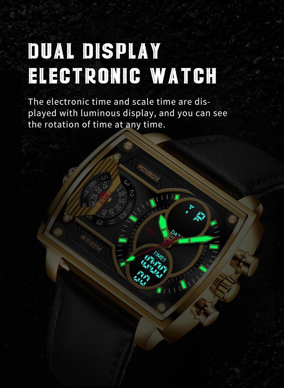 LIGE New Watch for Men Square Digital Waterproof Quartz Wristwatch Sport Mens Watches Dual Display Clock Relogio Masculino+Box