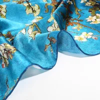 Van Gogh Oil Painting Apricot Flowers Silk Scarf Women Designer Tree Shawl Long Bandana Foulard Femme Luxury Hijab Scarves 180cm 6
